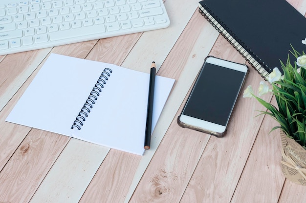 Contact desk with notebook